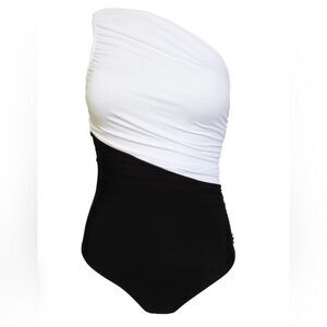 Brigette for Fernanda Maia One Shoulder One Piece White and Black Swimsuit G